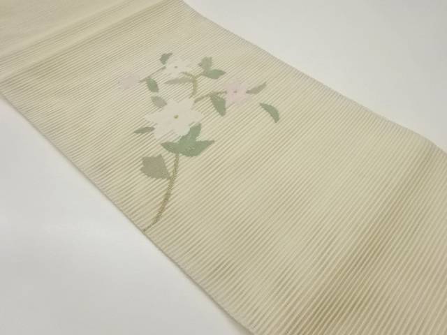 絽枝葉に花模様織出し名古屋帯【中古】【着】 15,194円