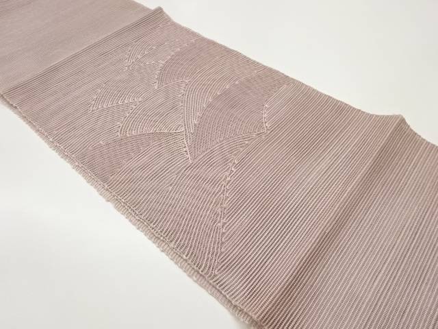 紗紬すくい織波模様織出し名古屋帯【中古】【着】