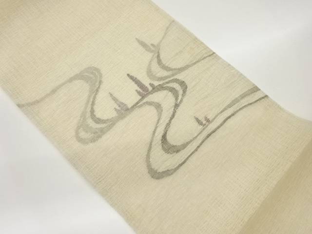 すくい織流水に抽象模様織出し夏用袋帯【中古】【着】｜Kimono-Shinei　２号店