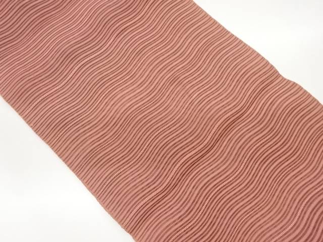 絽よろけ横縞模様織出し名古屋帯【中古】【着】