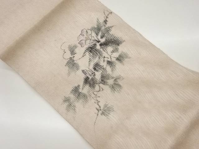 手描き朝顔模様夏用名古屋帯【中古】【着】