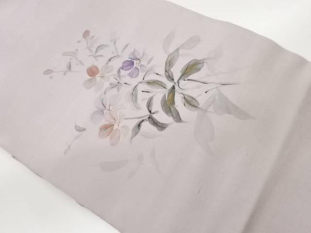 手織り紬手描き金彩花々模様名古屋帯【中古】【着】｜Kimono-Shinei　２号店