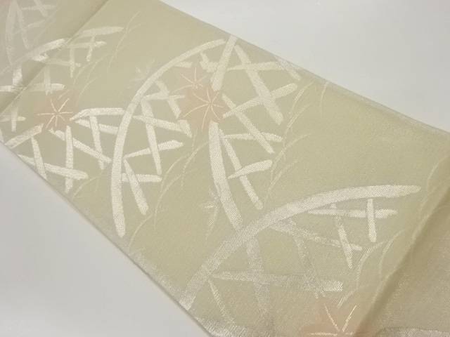 紗 光悦垣に紅葉・芝模様織出し袋帯【中古】【着】｜Kimono-Shinei　２号店