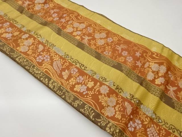 鳳凰に草花・流水模様織出し名古屋帯【中古】【着】｜Kimono-Shinei　２号店