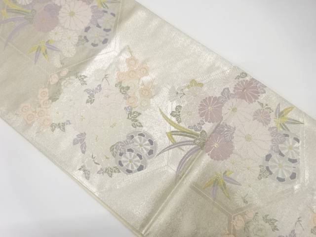 亀甲に花車模様織出し袋帯【中古】【着】