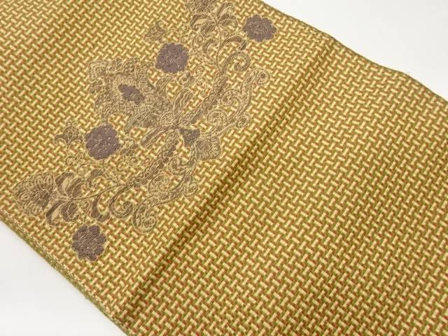花唐草模様織出し名古屋帯【中古】【着】