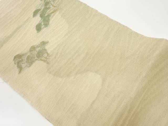 紗紬すくい織金通し松模様織出し名古屋帯【中古】【着】
