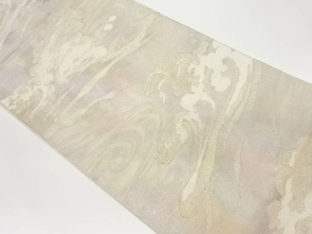 紗 荒波に流水模様織出し袋帯【中古】【着】