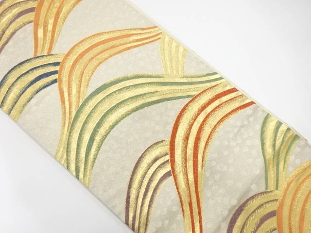 変わり青海波模様織り出し　袋帯【中古】【着】