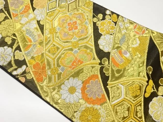 宝尽くしに花菱・蝶・梅模様織出し袋帯【中古】【着】｜Kimono-Shinei　２号店