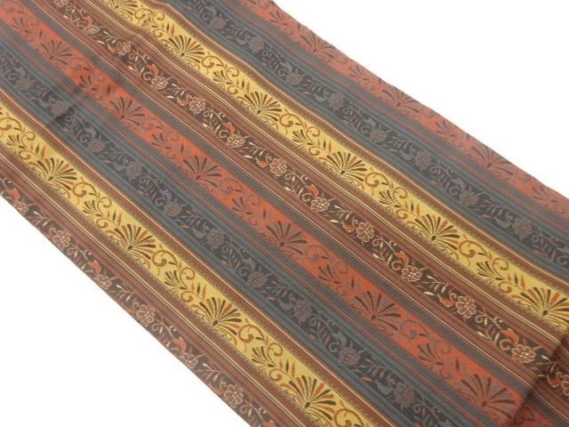 縞に花唐草模様織出し名古屋帯【中古】【着】 15,408円