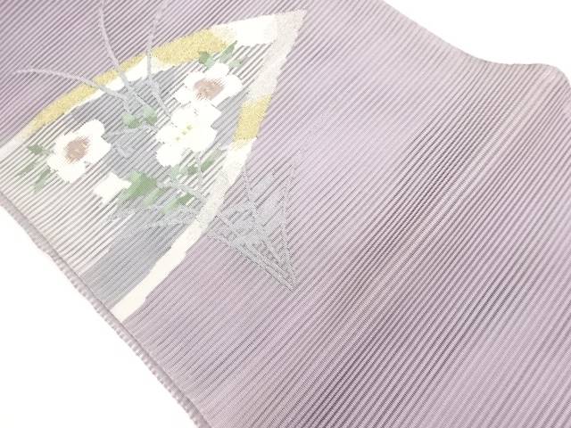 絽綴れ草花に幾何学模様織出し名古屋帯【中古】【着】 15,836円