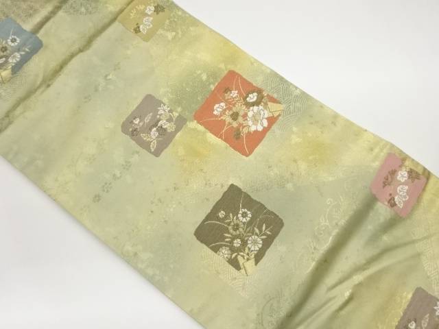 引箔色紙に草花・古典柄・鳥模様織出し名古屋帯【中古】【着】 11,100円
