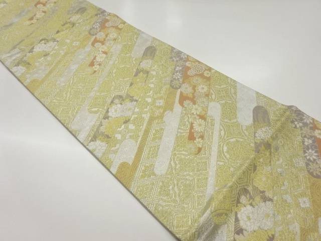変わりヱ霞に古典柄・花々模様織出し袋帯【中古】【着】 15,408円