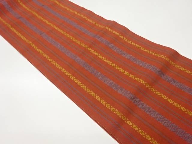 本場筑前博多抽象幾何学に縦縞模様織出し名古屋帯【中古】【着】｜Kimono-Shinei　２号店