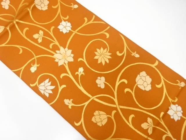 花唐草模様織出し本袋帯【中古】【着】