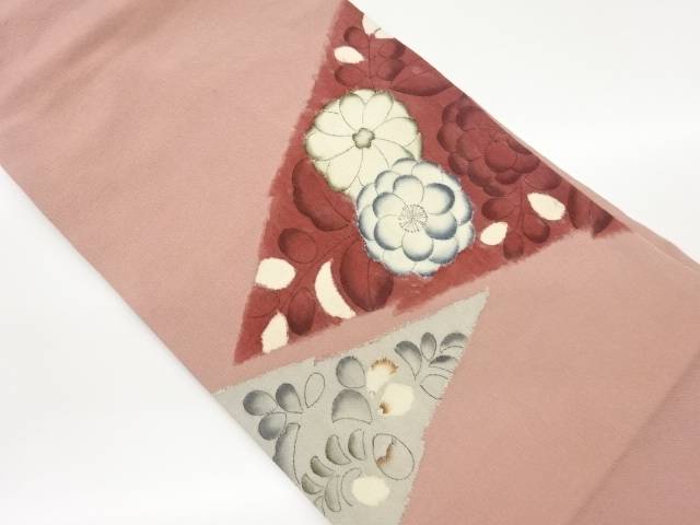 縮緬地手描き辻ヶ花模様名古屋帯【中古】【着】
