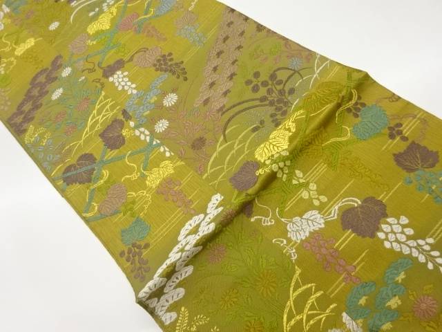 市松に秋草・松模様織出し袋帯【中古】【着】|Kimono-Shinei 2号店