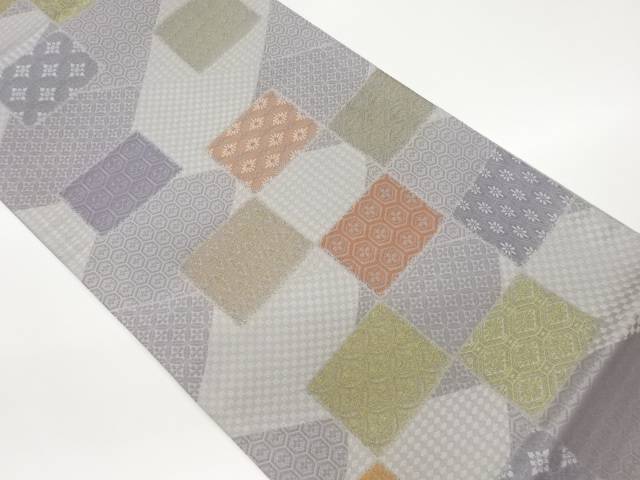菱に色紙・古典柄模様織出し洒落袋帯【中古】【着】｜Kimono-Shinei　２号店