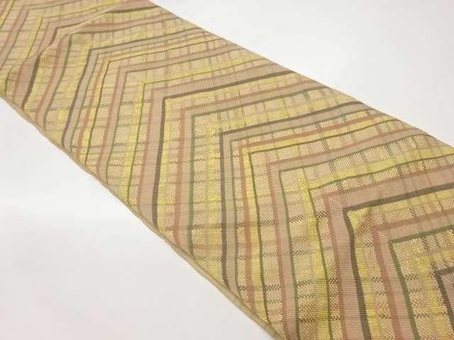 組織金糸幾何学模様織出し全通袋帯【中古】【着】 17,700円