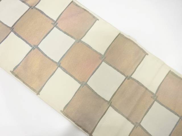 変わり市松模様織り出し袋帯【中古】【着】