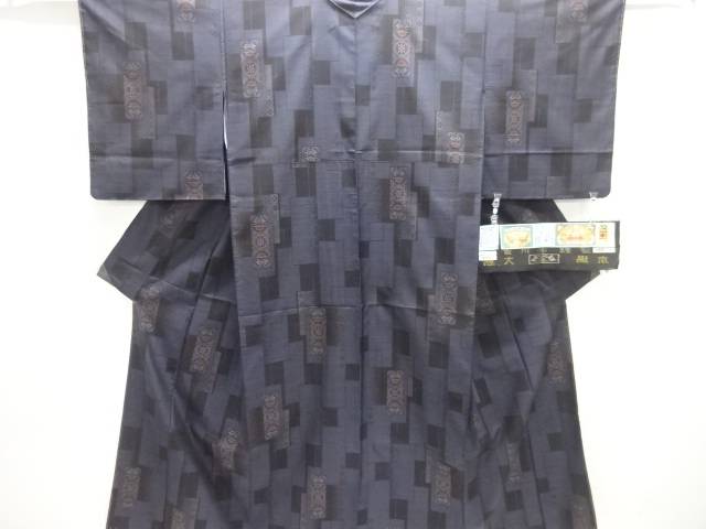 未使用品 短冊に華紋模様織り出し本場泥大島紬着物(7マルキ)【着】【紬・お召し】|Kimono-Shinei 2号店