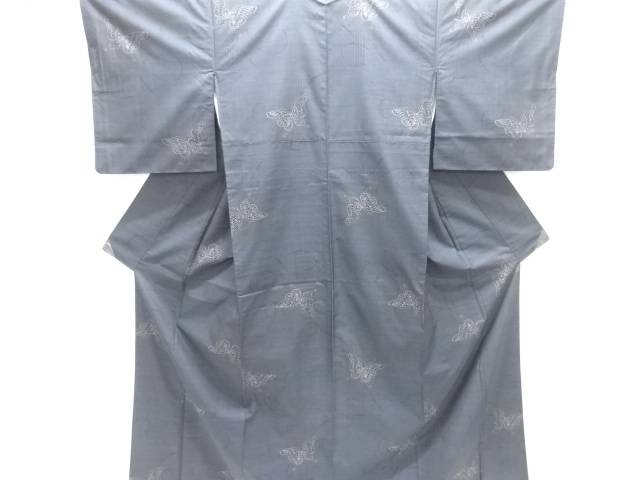 蝶模様織り出し本場泥大島紬着物(7マルキ)【中古】【着】【紬・お召し】