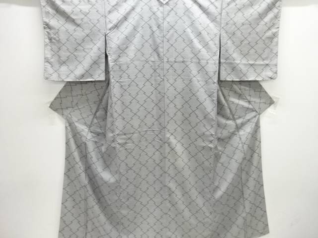 松皮菱模様織り出し手織り紬着物【中古】【着】【紬・お召し】