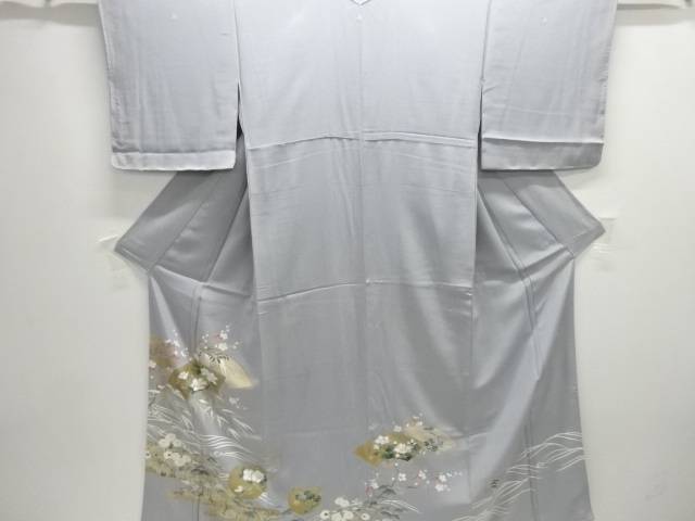 作家物　金彩地紙に草花模様三つ紋色留袖【中古】【着】【留袖】