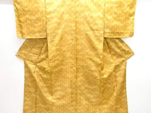 麻の葉模様織り出し西陣お召着物【中古】【着】【紬・お召し】