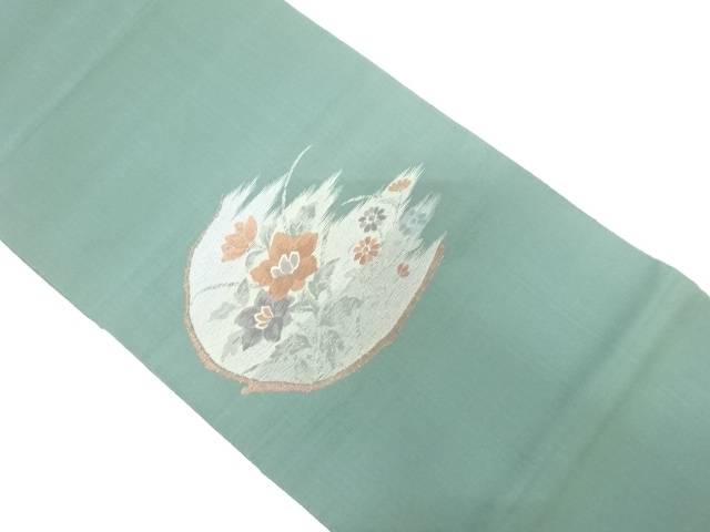 帯霞に花模様織り出し袋帯【中古】【着】【袋帯】正規通販 平日即日出荷