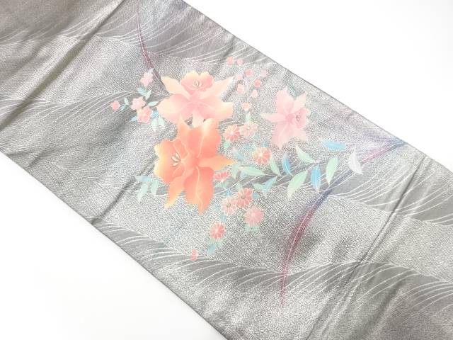 蘭に菊模様　名古屋帯【中古】【着】【名古屋帯】