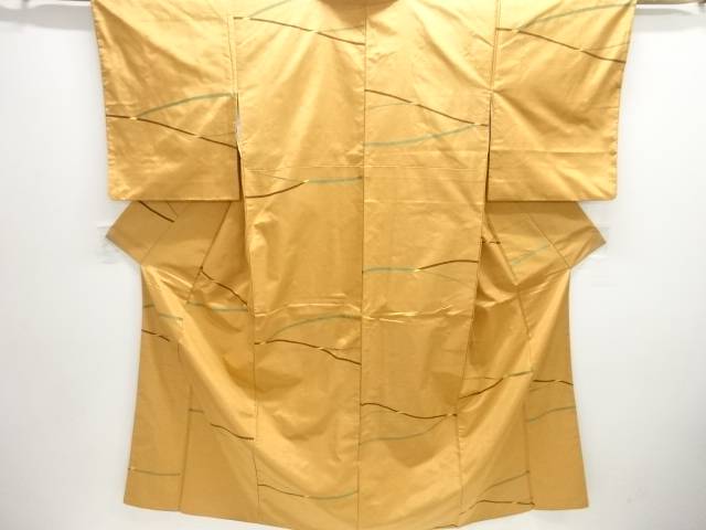 線描き模様織り出し手織り紬着物【中古】【着】【紬・お召し】