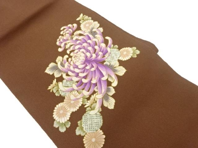 縮緬地菊模様名古屋帯【中古】【着】【名古屋帯】｜Kimono-Shinei　２号店