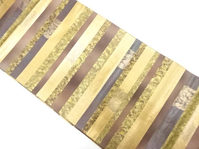 引箔横段模様織出し袋帯【中古】【着】【袋帯】