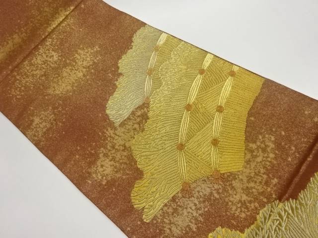 本家加納織物製　引箔垣根模様織出し袋帯【中古】【着】【袋帯】