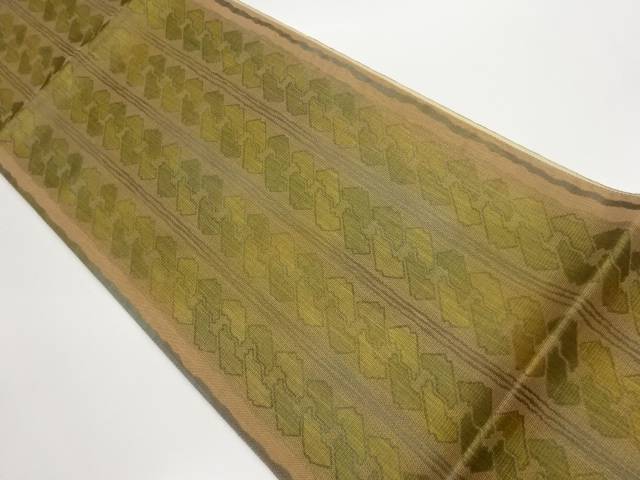 金通し縞に抽象模様織出し袋帯【中古】【着】【袋帯】