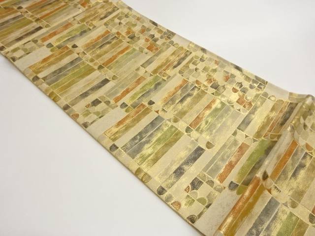 幾何学模様織出し袋帯【中古】【着】【袋帯】