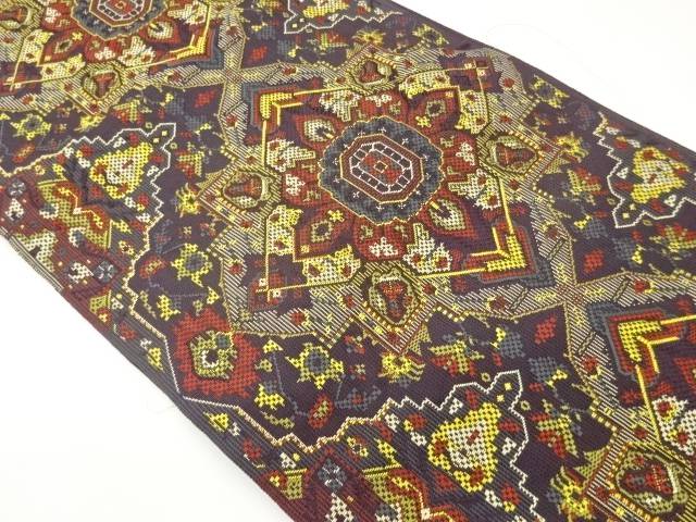 抽象華紋模様織出し名古屋帯【中古】【着】【名古屋帯】