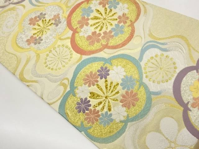 紙布花々に流水模様織出し袋帯【中古】【着】【袋帯】｜Kimono-Shinei　２号店