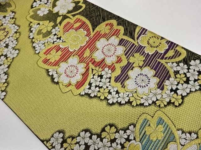 道長取に桜尽くし模様織出し袋帯【中古】【着】【袋帯】｜Kimono-Shinei　２号店