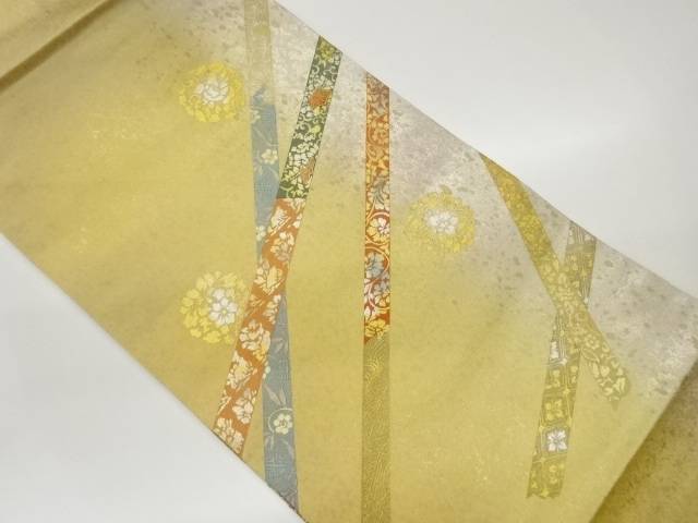 金彩螺鈿斜め線に華文模様名古屋帯【中古】【着】【名古屋帯】 10,508円