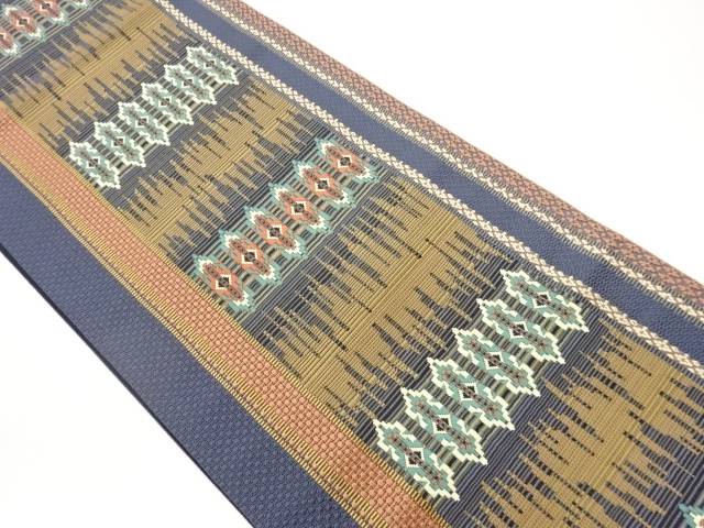 本場筑前博多縞に幾何学模様織出し名古屋帯【中古】【着】【名古屋帯】｜Kimono-Shinei　２号店