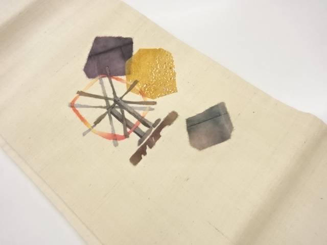 生紬和紙に水車・抽象模様名古屋帯【中古】【着】【名古屋帯】｜Kimono-Shinei　２号店 9,072円