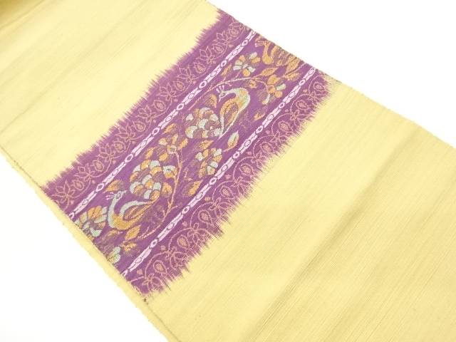 手織り紬横段に花々模様織出し名古屋帯【中古】【着】【名古屋帯】｜Kimono-Shinei　２号店