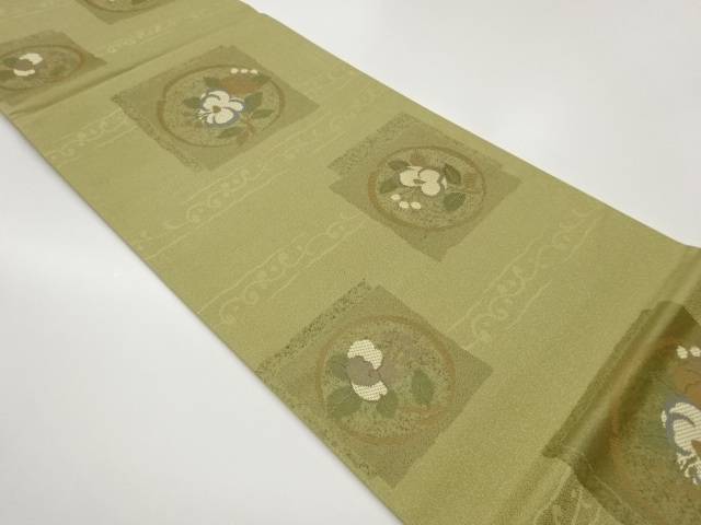 色紙・丸に梅・葉模様織出し袋帯【中古】【着】【袋帯】｜Kimono-Shinei　２号店