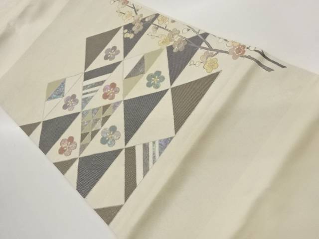 金彩螺鈿手描き鱗に梅模様名古屋帯【中古】【着】【名古屋帯】
