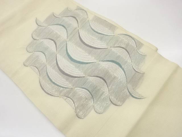 絽変わり曲線模様織出し名古屋帯【中古】【着】【名古屋帯】｜Kimono-Shinei　２号店