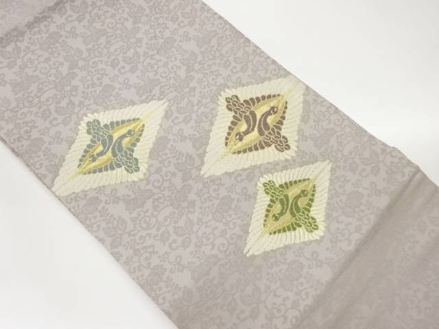 菱に向かい鶴模様織出し名古屋帯【中古】【着】【名古屋帯】