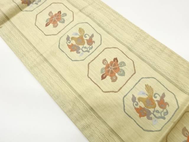 変わり色紙に花鳥模様織出し袋帯【中古】【着】【袋帯】
